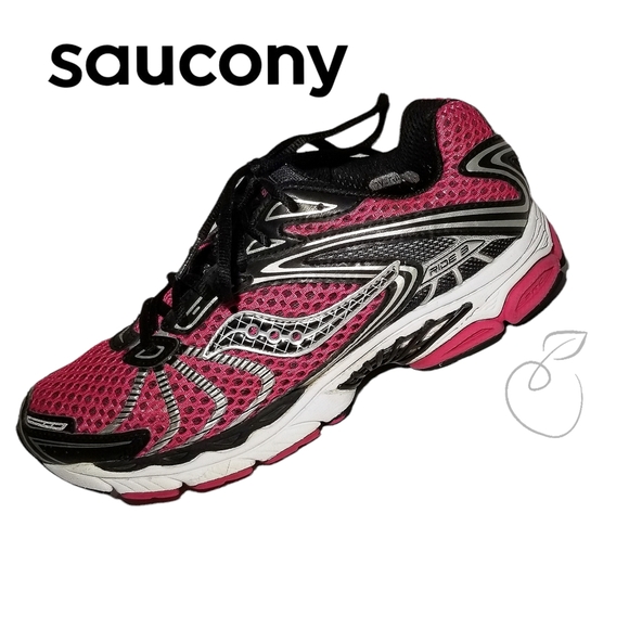 SAUCONY WOMENS POWERGRID RUNNING SHOES PINK / BLACK SZ 10 - Picture 1 of 13